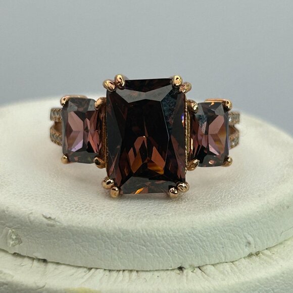 Blush And White Cubic Zirconia 18k Rose Gold Over Silver Ring 9.75ctw SIZE 8 - Picture 2 of 12